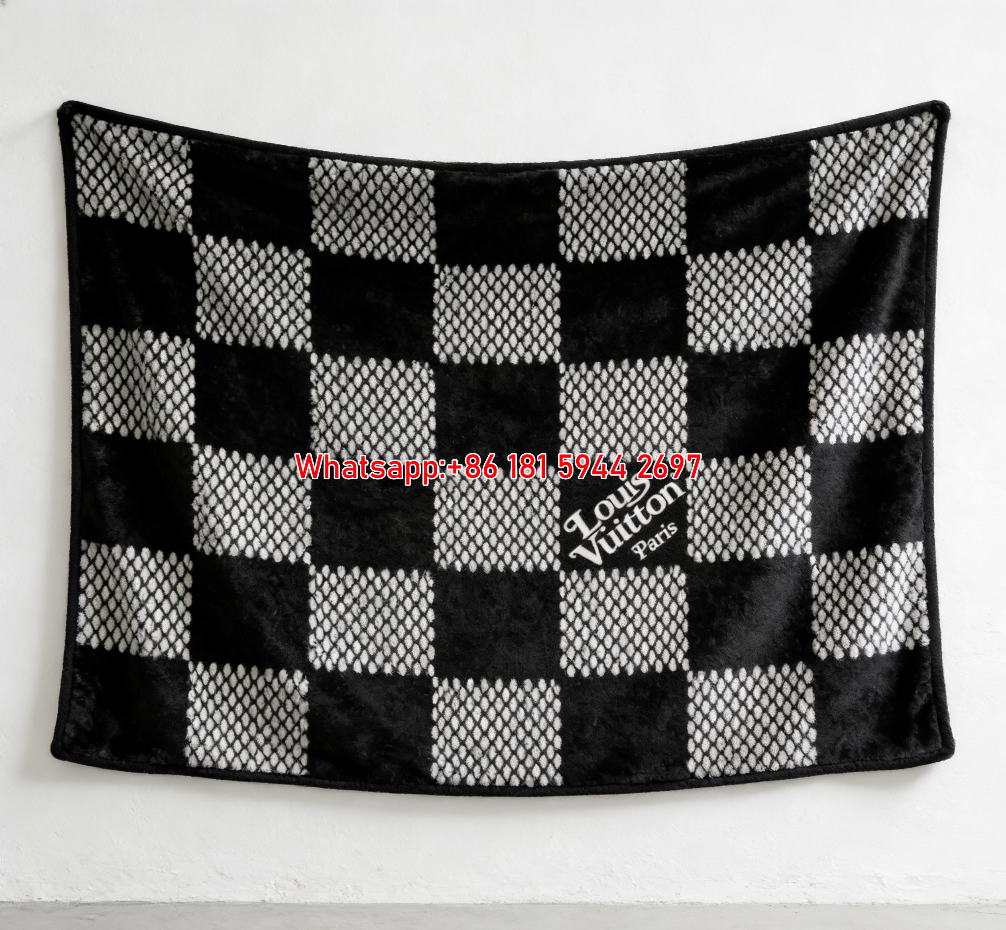 LV Checkerboard Pattern Blanket Louis Vuitton Damier Throw 026